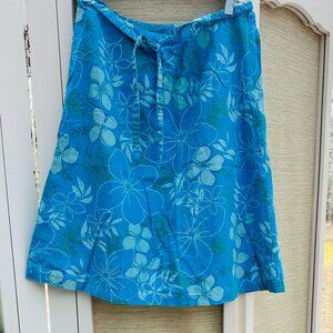 Vintage Y2K Floral Midi Skirt Casual Floral Skirt Blue Green White Flowers